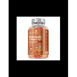 Мултивитамини + Омега 3-6-9 Формула за деца 120 желирани таблетки с аромат на малина и портокал Мултивитамини + Омега 3-6-9 Формула за деца 120 желирани таблетки с аромат на малина и портокал