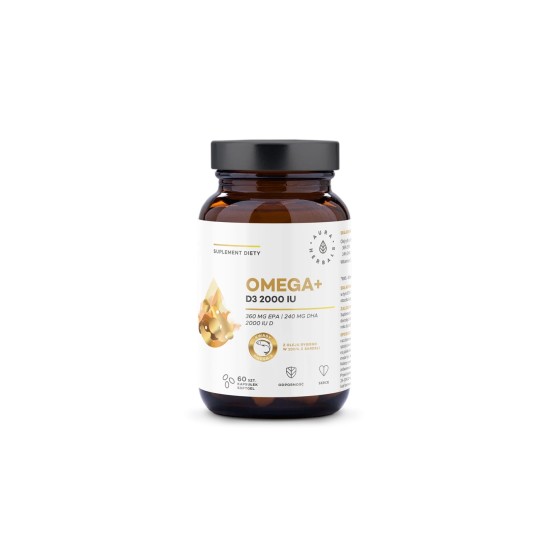 Грижа за мозъка, костите и ставите - Омега-3  1000 mg + Витамин D3 2000 IU, 60 капсули