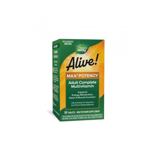 Alive!® Max6 Max Potency Multivitamin (No Iron) Алайв! / Мултивитамини максимум сила (без добавено желязо), 90 капсули Nature’s Way