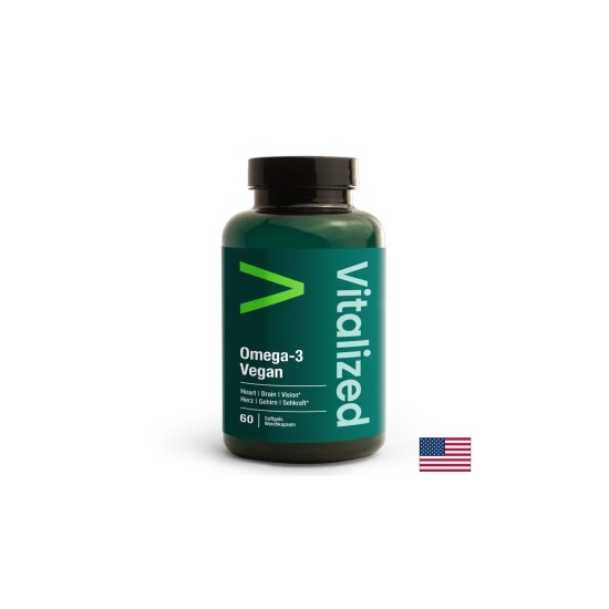 Сърдечна и мозъчна функция - Омега-3 от водорасли - Веган, 60 капсули
