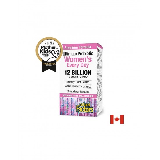 Мултипробиотик за жени - Women`s Multi Probiotic -12 млрд. активни пробиотици, 60 капсули Natural Factors Мултипробиотик за жени - Women`s Multi Probiotic -12 млрд. активни пробиотици, 60 капсули Natural Factors