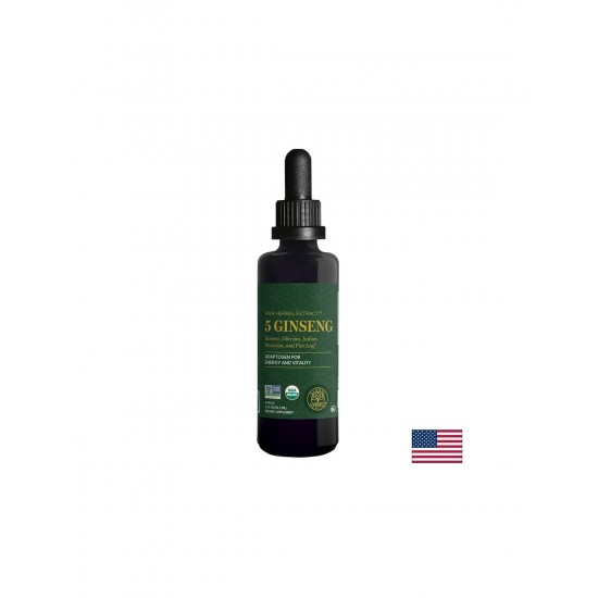 5 Ginseng Raw Herbal Extract™ – Енергия, издръжливост и жизнен тонус с 5 вида женшен, 59.2 ml капки