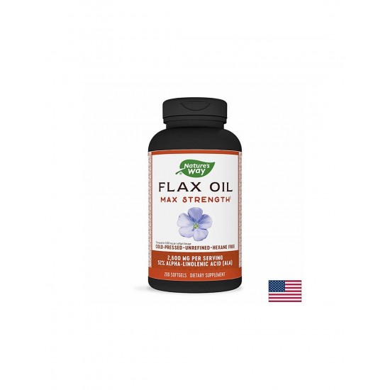 Flax Oil Max Strenght 57% ALA/ Ленено масло 1300 mg х 200 капсули Nature’s Way Flax Oil Max Strenght 57% ALA/ Ленено масло 1300 mg х 200 капсули Nature’s Way