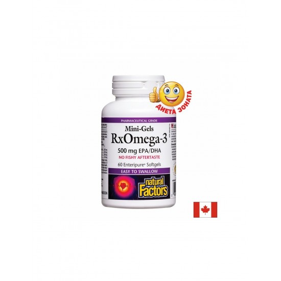 Rx Omega-3 Мини гелс, 500 mg (EPA 356 mg/ DHA 144 mg) х 60 софтгел капсули Natural Factors