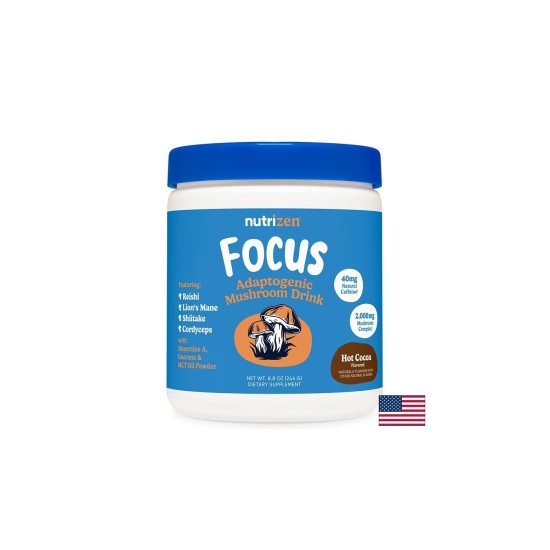 Рейши + Лъвска грива + Гуарана – Фокус и устойчивост при стрес, 246 g прах с вкус на какао