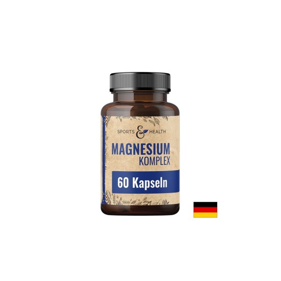 Магнезий 126 mg (8 форми) + Витамин B6 2.1 mg – За мускули, сърце и нервна система, 60 капсули