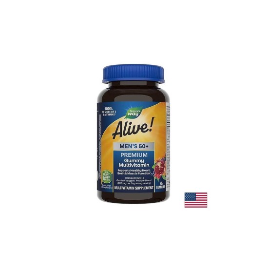 Alive! Men’s 50+ Premium Gummies Multivitamin / Алайв! Премиум мултивитамини за мъже 50+, 75 желирани таблетки Nature’s Way