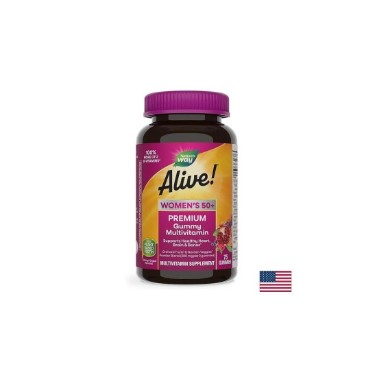 Alive! Women’s 50+ Premium Gummies multivitamin / Алайв! Премиум мултивитамини за жени 50+ , 75 желирани таблетки Nature’s Way Alive! Women’s 50+ Premium Gummies multivitamin / Алайв! Премиум мултивитамини за жени 50+ , 75 желирани таблетки Nature’s Way