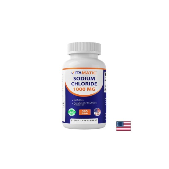 Натриев хлорид – Електролитен баланс и хидратация, 1000 mg, 365 таблетки