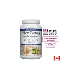 Whey Factors® Grass Fed Whey Protein - Суроватъчен протеин изолат с вкус на ванилия, 1 kg прах Natural Factors