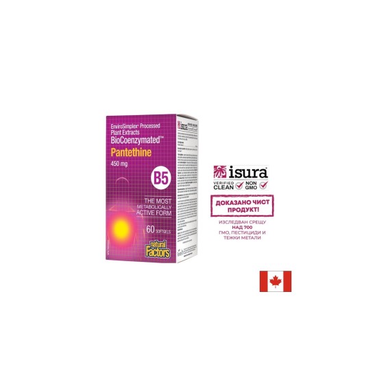 Pantethine BioCoenzymated™/ Пантетин/ Витамин В5 450 mg, 60 софтгел капсули Natural Factors Pantethine BioCoenzymated™/ Пантетин/ Витамин В5 450 mg, 60 софтгел капсули Natural Factors