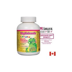 Multi-Vitamin & Minerals Big Friends® / Мултивитамини и минерали за деца х 60 дъвчащи таблетки с вкус на плодове от джунглата Natural Factors