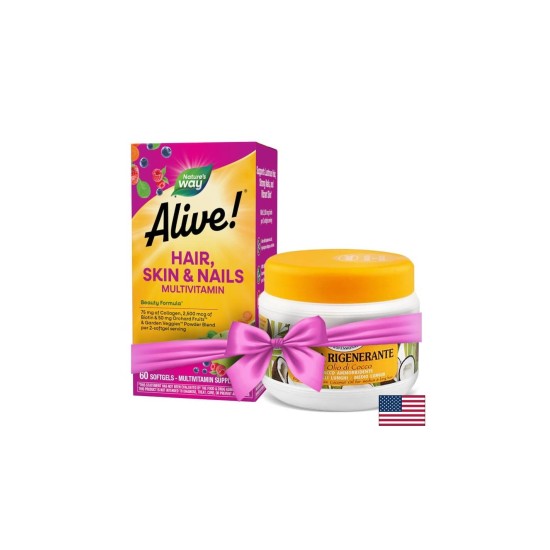 Alive! Hair, Skin & Nails Multivitamin - Алайв! Мултивитамини за коса, кожа и нокти, 60 софтгел капсули Nature’s Way