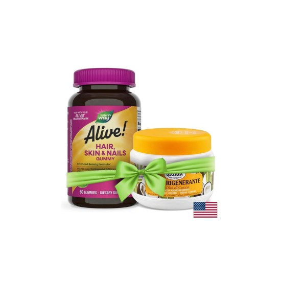 Alive! Hair, Skin & Nails Gummies/ Алайв! Коса, кожа и нокти, 60 желирани таблетки Nature’s Way