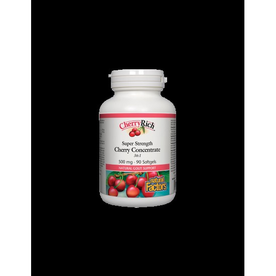 При подагра - Череша супер концентрат - CherryRich™ 500 mg, 90 софтгел капсули Natural Factors