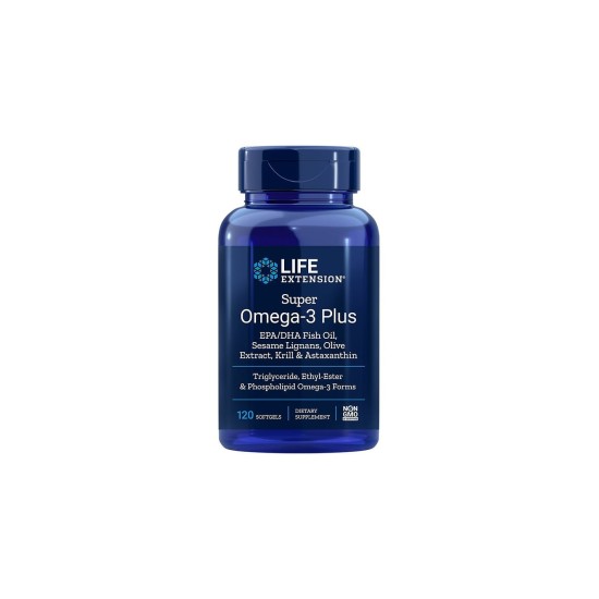 Super Omega-3 Plus / Омега-3 от рибено масло, Крил, Астаксантин, Лигнан от сусам и Маслина х 120 софтгел капсули