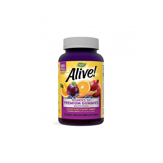 Alive! Women’s 50+ Premium Gummies multivitamin / Алайв! Премиум мултивитамини за жени 50+ , 75 желирани таблетки Nature’s Way