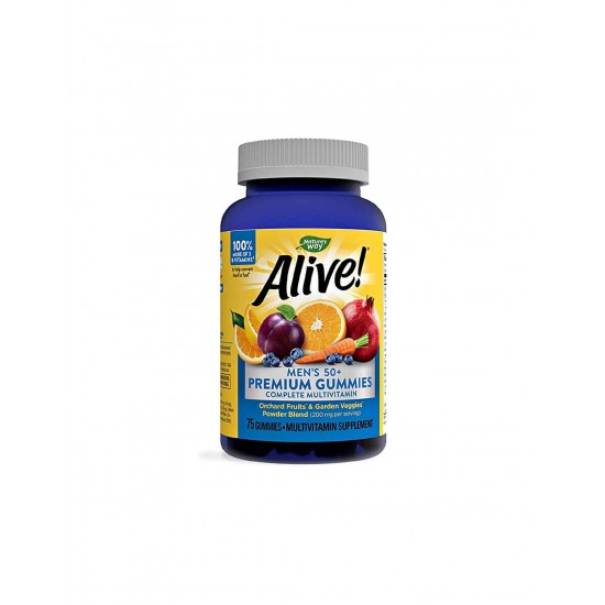 Alive! Men’s 50+ Premium Gummies Multivitamin / Алайв! Премиум мултивитамини за мъже 50+, 75 желирани таблетки Nature’s Way