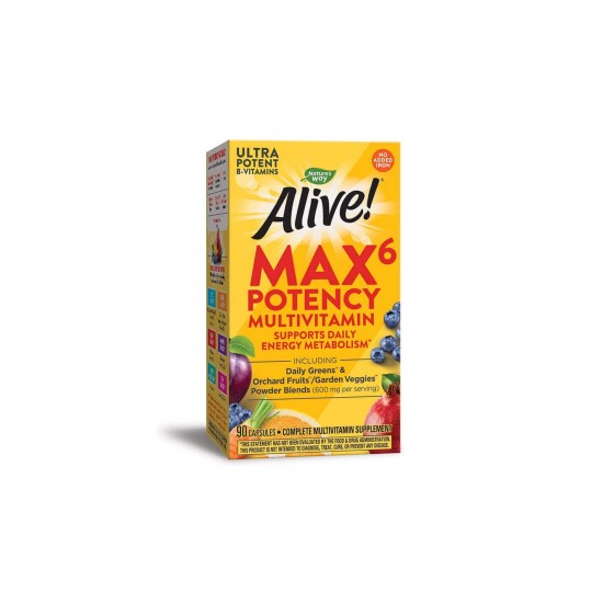 Alive!® Max6 Max Potency Multivitamin (No Iron) Алайв! / Мултивитамини максимум сила (без добавено желязо), 90 капсули Nature’s Way