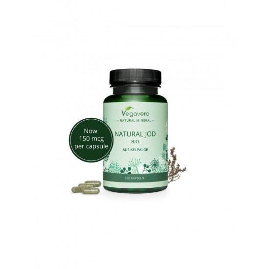 Natural Jod Bio Aus Kelpalge/ Натурален йод от био водорасли, 180 капсули, 100% Vegan Vegavero Natural Jod Bio Aus Kelpalge/ Натурален йод от био водорасли, 180 капсули, 100% Vegan Vegavero
