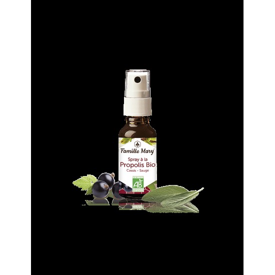 Spray à la Propolis Bio / Спрей за гърло с кафяв прополис, салвия и касис, 20 ml Famille Mary Spray à la Propolis Bio / Спрей за гърло с кафяв прополис, салвия и касис, 20 ml Famille Mary