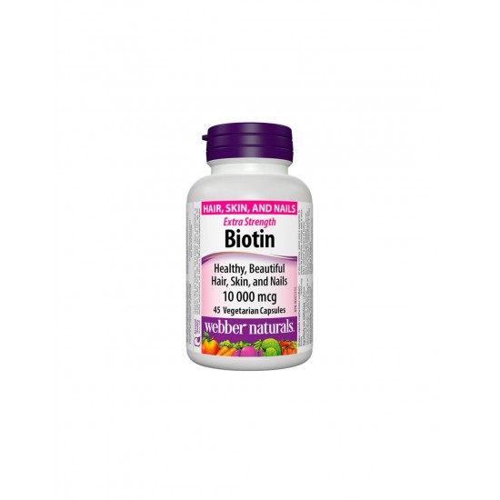 Biotin Extra Strength / Биотин екстра сила, 10000 mcg, 45 капсули Webber Naturals