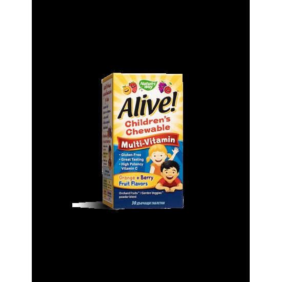 Alive! Children's Chewable Multi-Vitamin / Алайв! Мултивитамини за деца x 30 дъвчащи таблетки Nature’s Way