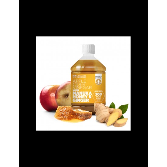 Ябълков оцет + мед от манука и джинджифил - Apple Cider Vinegar with Manuka Honey & Ginger (300 MGO) , 500 ml