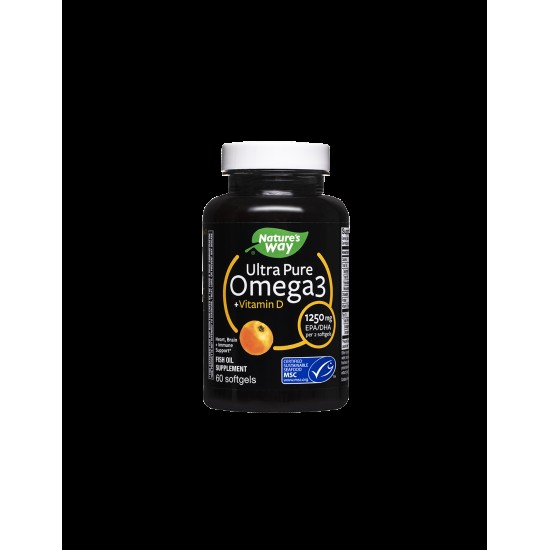 Ultra Pure Omega-3 + Vitamin D3- Ultra Pure Омега-3 1250 mg + Витамин D3 1000 IU, 60 софтгел капсули