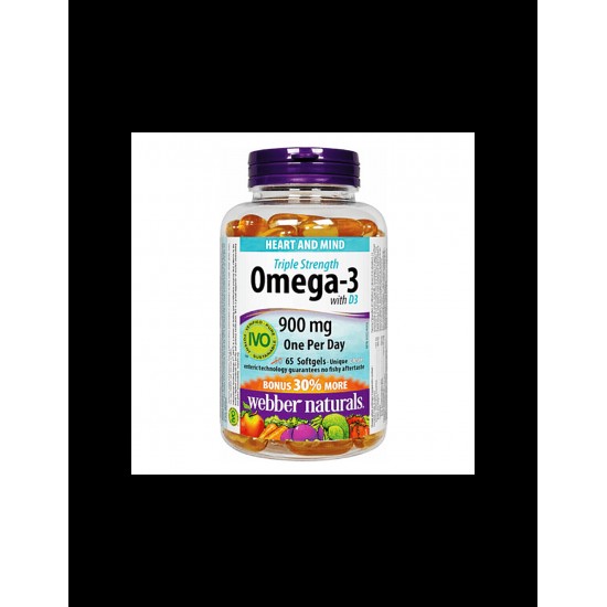 Omega-3 Triple Strength + Vitamin D3 - Омега-3 (тройна концентрация) + Витамин D3 1000 IU, 65 софтгел капсули
