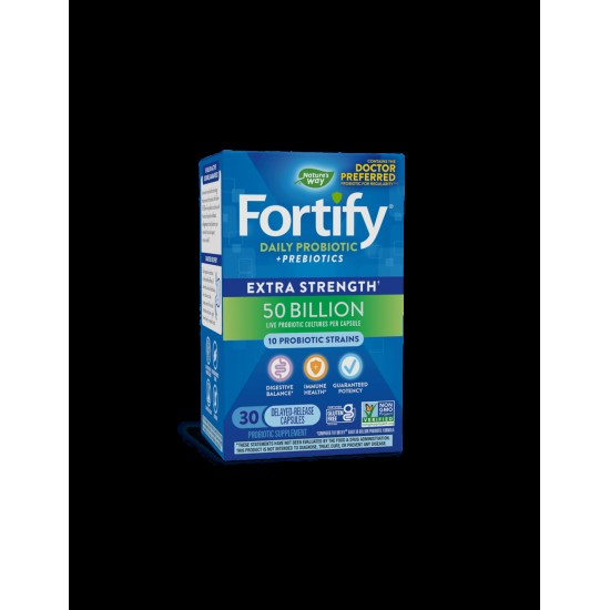 Пробиотик + пребиотици Fortify Daily Extra Strength, 50 млрд.активни пробиотици, 10 щама формула, 30 капсули