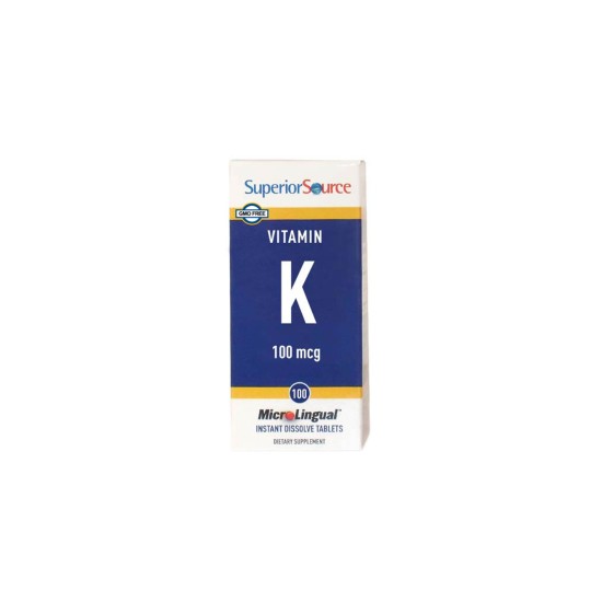 Витамин К1 - Кости и сърдечно-съдова система, 100 µg х 100 сублингвални таблетки Superior Source Витамин К1 - Кости и сърдечно-съдова система, 100 µg х 100 сублингвални таблетки Superior Source