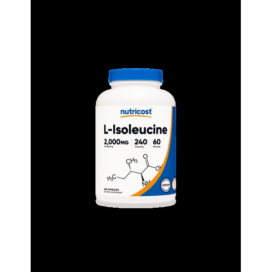 Мускулна маса и издръжливост - Л-Изолевцин (L-Isoleucine), 500 mg х 240 капсули Nutricost