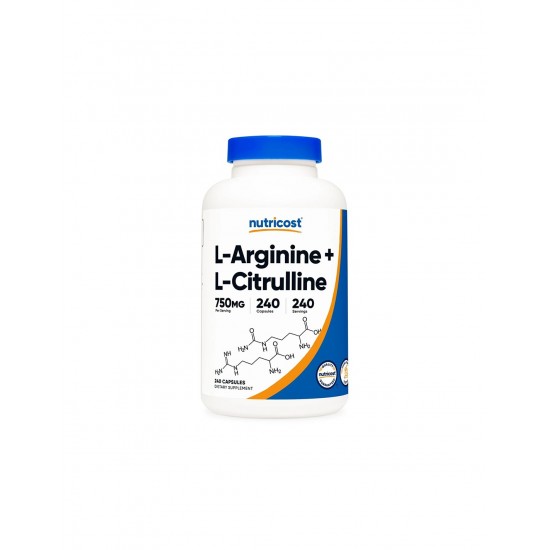 Тонус и енергия - Л-Аргинин + Л-Цитрулин (L-Arginine + L-Citrulline), 500 mg + 250 mg, 240 капсули