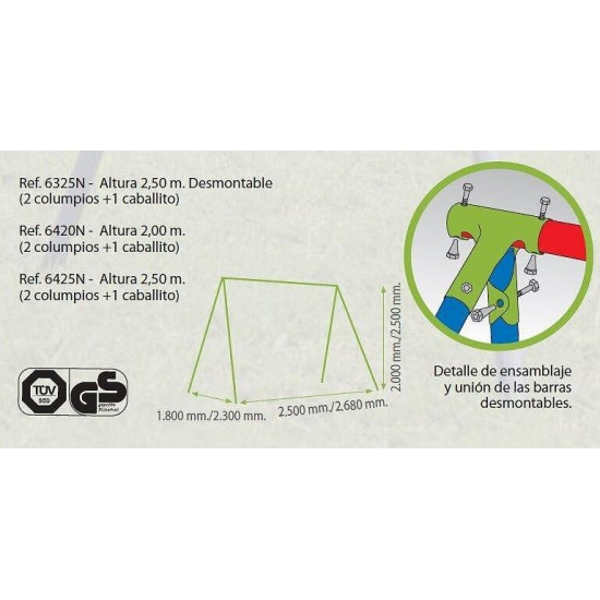 Детска люка комбинирана за градината 2 м | 2 седалки и скутер | ALCO 6420N