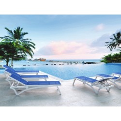 Шезлонг Пасифик бял със синя мрежа AMSTRAT202404131