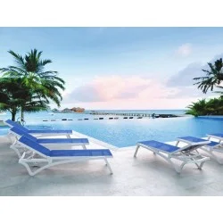 Шезлонг Пасифик бял със синя мрежа AMSTRAT202404131