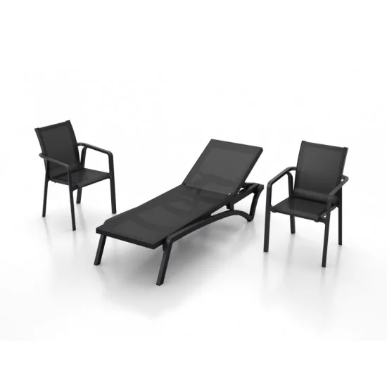 Шезлонг Пасифик черен с черна мрежа AMSTRAT202404133
