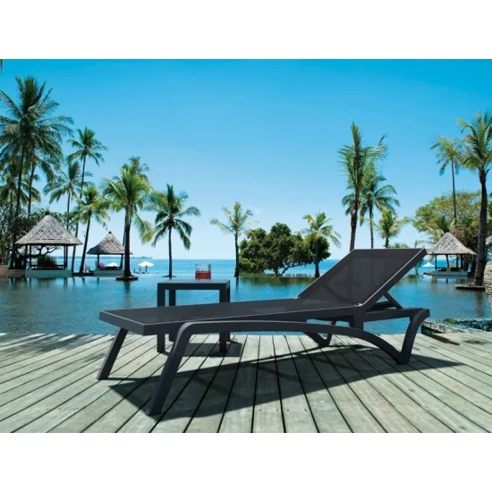 Шезлонг Пасифик черен с черна мрежа AMSTRAT202404133
