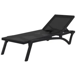 Шезлонг Пасифик черен с черна мрежа AMSTRAT202404133