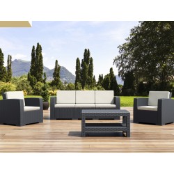 Комплект 3-ка Монако имитация на ратан антрацит с възглавници AMSTRAT202404142