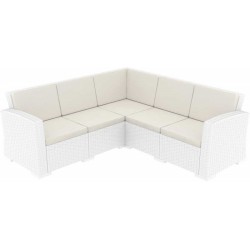 Комплект Монако ъглов 2-ка имитация на ратан бял с възглавници AMSTRAT202404152