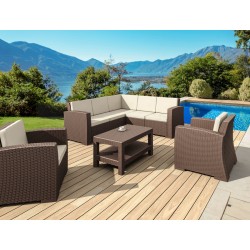 Комплект Монако ъглов 2-ка имитация на ратан кафяв с възглавници AMSTRAT202404153