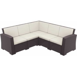 Комплект Монако ъглов 2-ка имитация на ратан кафяв с възглавници AMSTRAT202404153