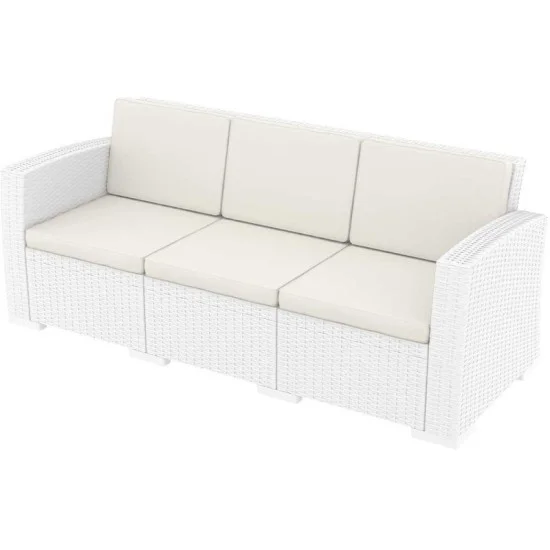 Канапе 3-ка Монако бял с възглавнички AMSTRAT202405205