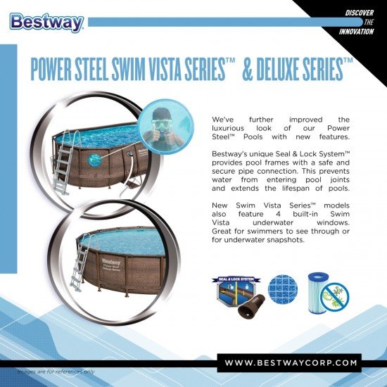 Сглобяем басейн Power Steel Vista 488x122см имитация ратан Bestway 56725