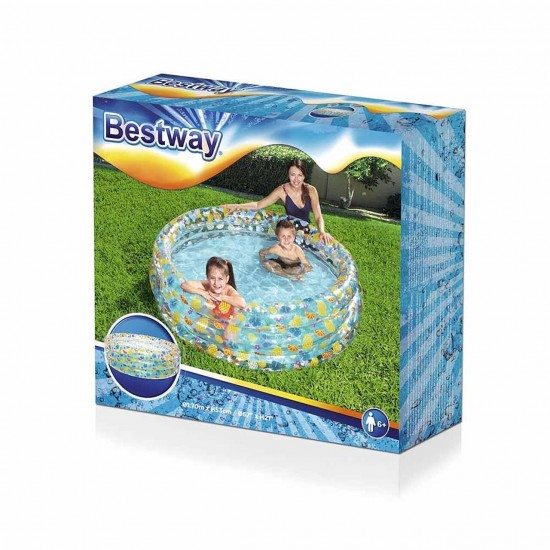 Басейн детски надуваем 170x53 см, Bestway, прозрачен с плодови шарки 51048