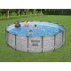 Басейн с метална конструкция, имитация на камък, 488x122см, Bestway 5619E Steel Pro Max, с филтърна помпа, стълба и покривало 56192