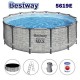 Басейн с метална конструкция, имитация на камък, 488x122см, Bestway 5619E Steel Pro Max, с филтърна помпа, стълба и покривало 56192