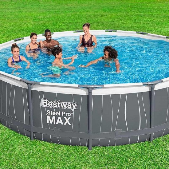 Басейн с метална конструкция, сглобяем, 457x107 см, Bestway 561GD Steel Pro MAX, с филтърна помпа, стълба, LED осветление 56195 Басейн с метална конструкция, сглобяем, 457x107 см, Bestway 561GD Steel Pro MAX, с филтърна помпа, стълба, LED осветление 56195